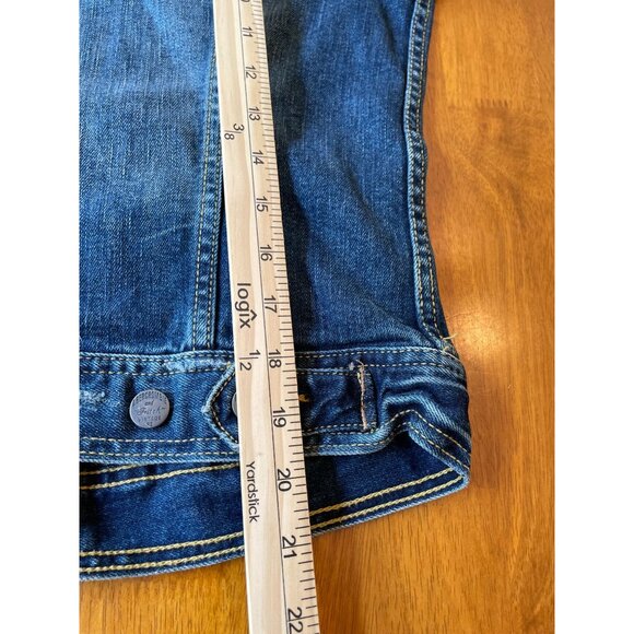 Vintage Abercrombie & Fitch Denim Jacket S Y2K Distressed Grunge - Picture 5 of 12